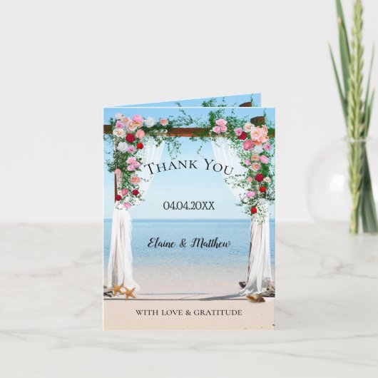 Beach Arbor Wedding Foto Dank je Kaart (Voorkant)