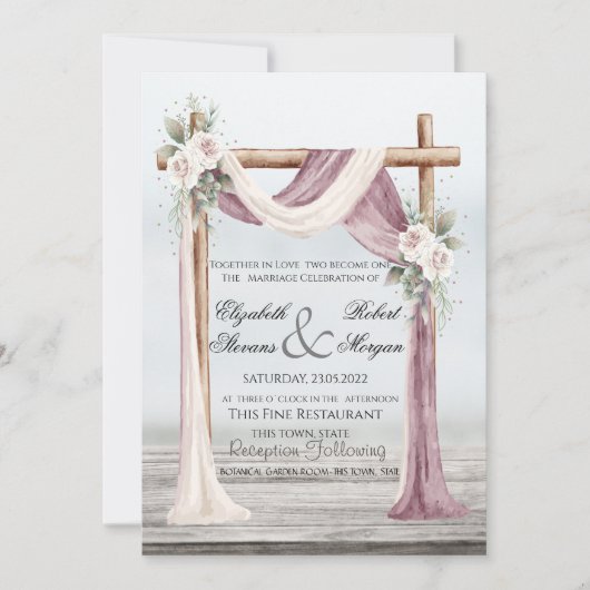 Beach Arbor Wedding Invitation Kaart (Voorkant)