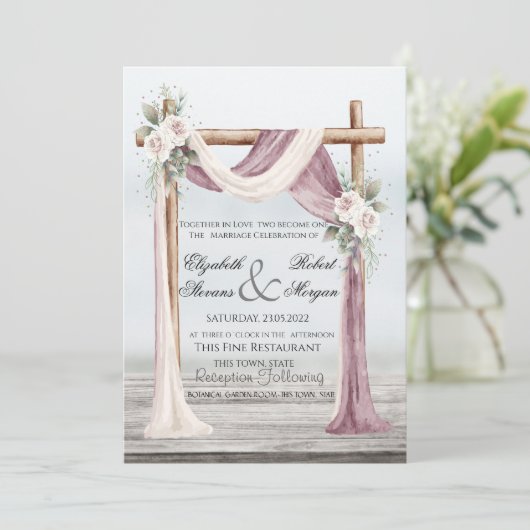 Beach Arbor Wedding Invitation Kaart (Staand voorkant)