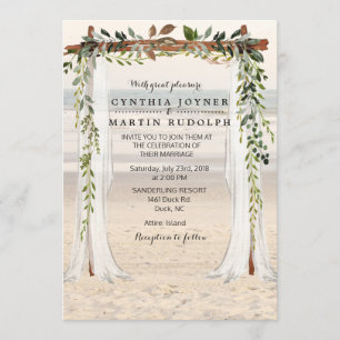 Beach Arbor Wedding Invitation Kaart