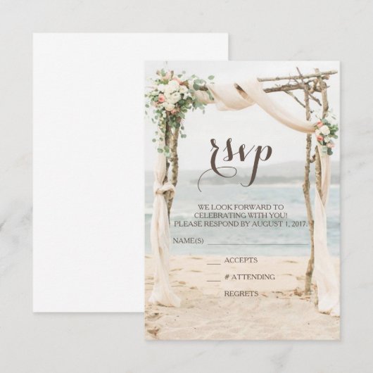Beach Arbor Wedding RSVP (Voorkant / Achterkant)