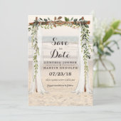 Beach Arbor Wedding Save the Date Invitation Kaart (Staand voorkant)