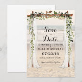 Beach Arbor Wedding Save the Date Invitation Kaart (Voorkant / Achterkant)