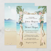 Beach Arbor Wood Arch Floral Tropical Wedding Kaart (Voorkant / Achterkant)