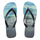 Beach Art Abstracte Oceaan Zee Blauw Grijs Blauwgr Teenslippers (Voetbed)