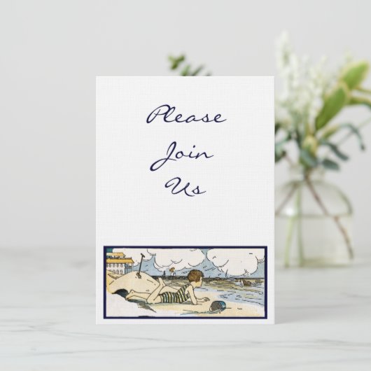  Beach Art Custom Invitations Kaart (Staand voorkant)