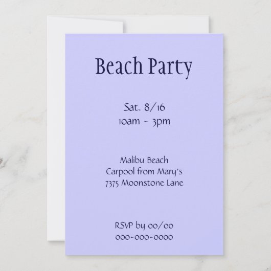  Beach Art Custom Invitations Kaart (Achterkant)