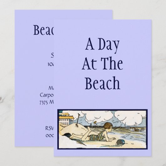 Beach Art Custom Invitations Kaart (Voorkant / Achterkant)