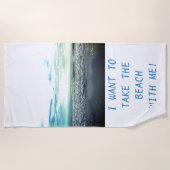 Beach Art Photo Sjabloon Typografie Grappig Schatt Strandlaken (Voorkant)