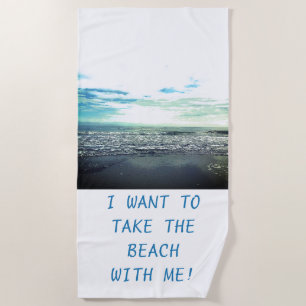 Beach Art Photo Sjabloon Typografie Grappig Schatt Strandlaken