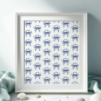 Beach Art Waterverf Coastal Blue Crab Pattern