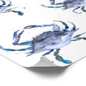 Beach Art Waterverf Coastal Blue Crab Pattern Poster (Hoek)