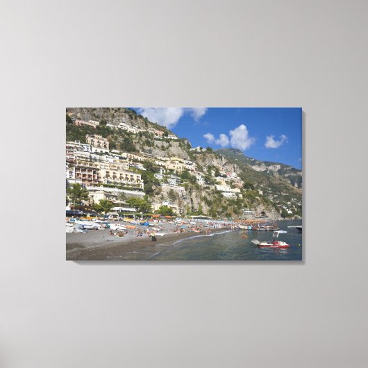 Beach at Positano, Campania, Italië Canvas Afdruk (Voorkant)