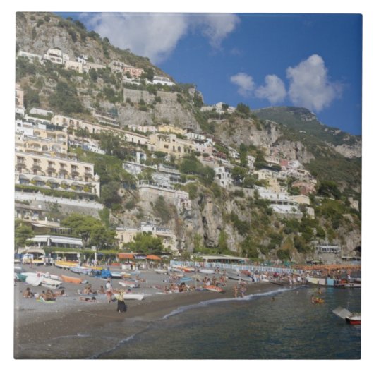 Beach at Positano, Campania, Italië Tegeltje (Voorkant)