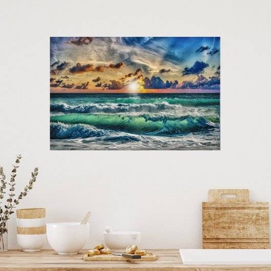 Beach At Sunset Poster (Keuken)