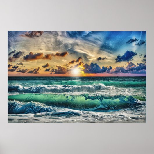 Beach At Sunset Poster (Voorkant)