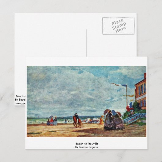 Beach at Trouville door Boudin Eugène Briefkaart (Voorkant / Achterkant)