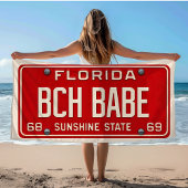 Beach Babe 1969 | Red Retro Florida License Plate Strandlaken