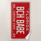 Beach Babe 1969 | Red Retro Florida License Plate Strandlaken (Voorkant)