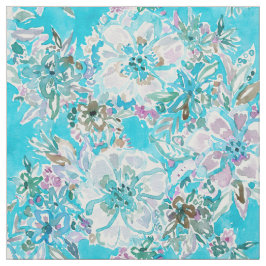 BEACH BABE Aqua Waterverf Floral Stof