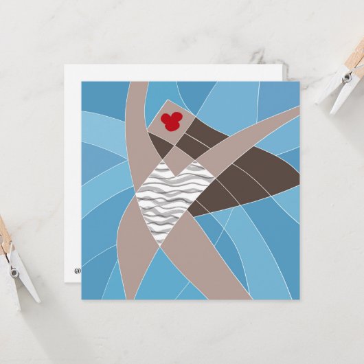 Beach Babe Badpak Model Mode Illustratie Kaart (Voorkant / Achterkant in situ)