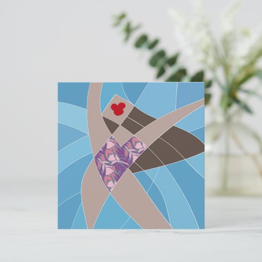 Beach Babe Badpak Model Mode Illustratie Kaart (Staand voorkant)