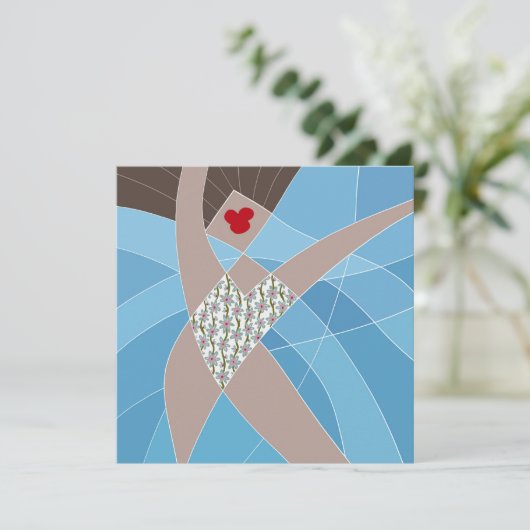 Beach Babe Badpak Model Mode Illustratie Kaart (Staand voorkant)