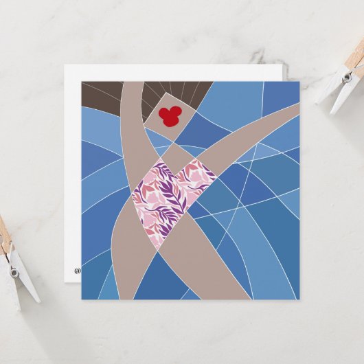 Beach Babe Badpak Model Mode Illustratie Kaart (Voorkant / Achterkant in situ)