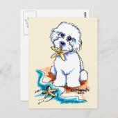 Beach Babe Bichon Frise Briefkaart (Voorkant / Achterkant)