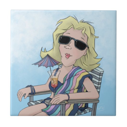 Beach Babe Ceramic Tile Tegeltje (Voorkant)