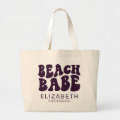 Beach Babe Paarse Matching Bachelorette Party Grote Tote Bag (Voorkant)
