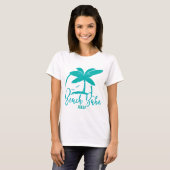 Beach Babe Palm Tree Aruba Blauwgroen en Blue Souv T-shirt (Voorkant volledig)