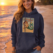 Beach Babe Pin-Up Mermaid -Retro Coastal Life Art Hoodie