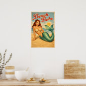 Beach Babe Pin-Up Mermaid - Retro Coastal Life Art Poster (Keuken)