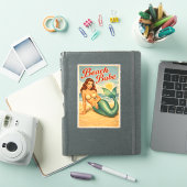 Beach Babe Pin-Up Mermaid - Retro Coastal Life Art Sticker (iPad Cover)