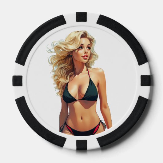 Beach Babe Pin UP Poker Chips (Voorkant)
