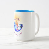 "Beach Babe Surfer" Tweekleurige Koffiemok (Voorkant rechts)