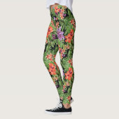 Beach Babe Tropische Leggings met zwarte achtergro (Links)