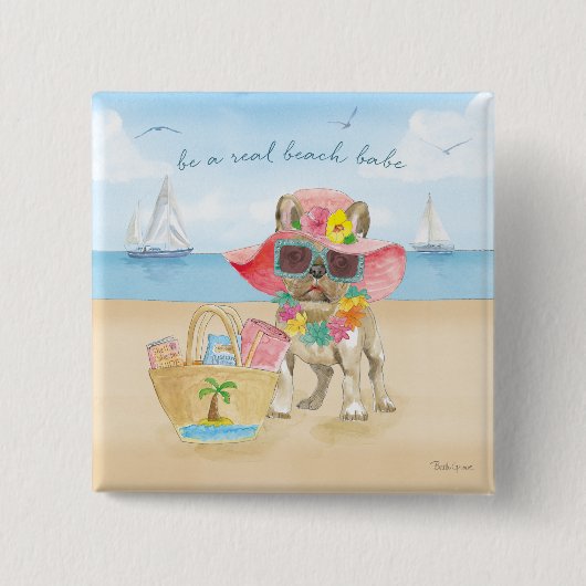 Beach Babe Vierkante Button 5,1 Cm (Voorkant)