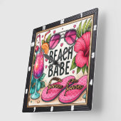 Beach Babe Zonnebril Flip Flop Vierkante Klok (Hoek)