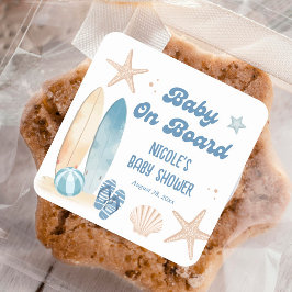 Beach Baby aan boord van het Baby shower Vierkante Sticker
