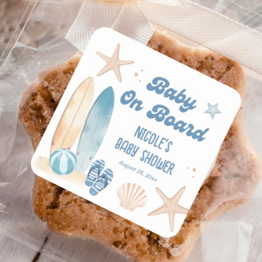 Beach Baby aan boord van het Baby shower Vierkante Sticker