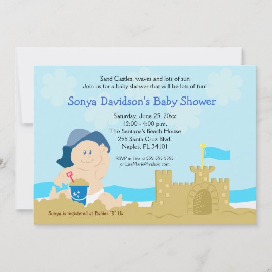 Beach Baby Sand Castle Baby shower 5x7 Kaart (Voorkant)