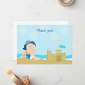 Beach Baby Sand Castle Flat Card Hartelijk dank Notitiekaartje (Voorkant / Achterkant in situ)