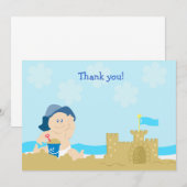 Beach Baby Sand Castle Flat Card Hartelijk dank Notitiekaartje (Voorkant / Achterkant)