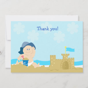 Beach Baby Sand Castle Flat Card Hartelijk dank Notitiekaartje