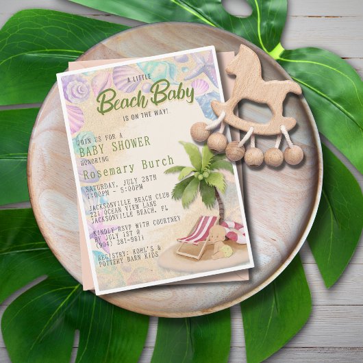 Beach Baby shower Invitation Kaart