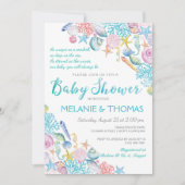 Beach Baby shower Invitation, Nautical Zee Shell Kaart (Voorkant)