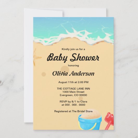 Beach Baby shower Kaart (Voorkant)
