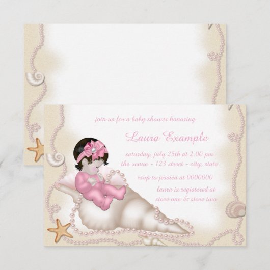 Beach Baby shower Kaart (Voorkant / Achterkant)